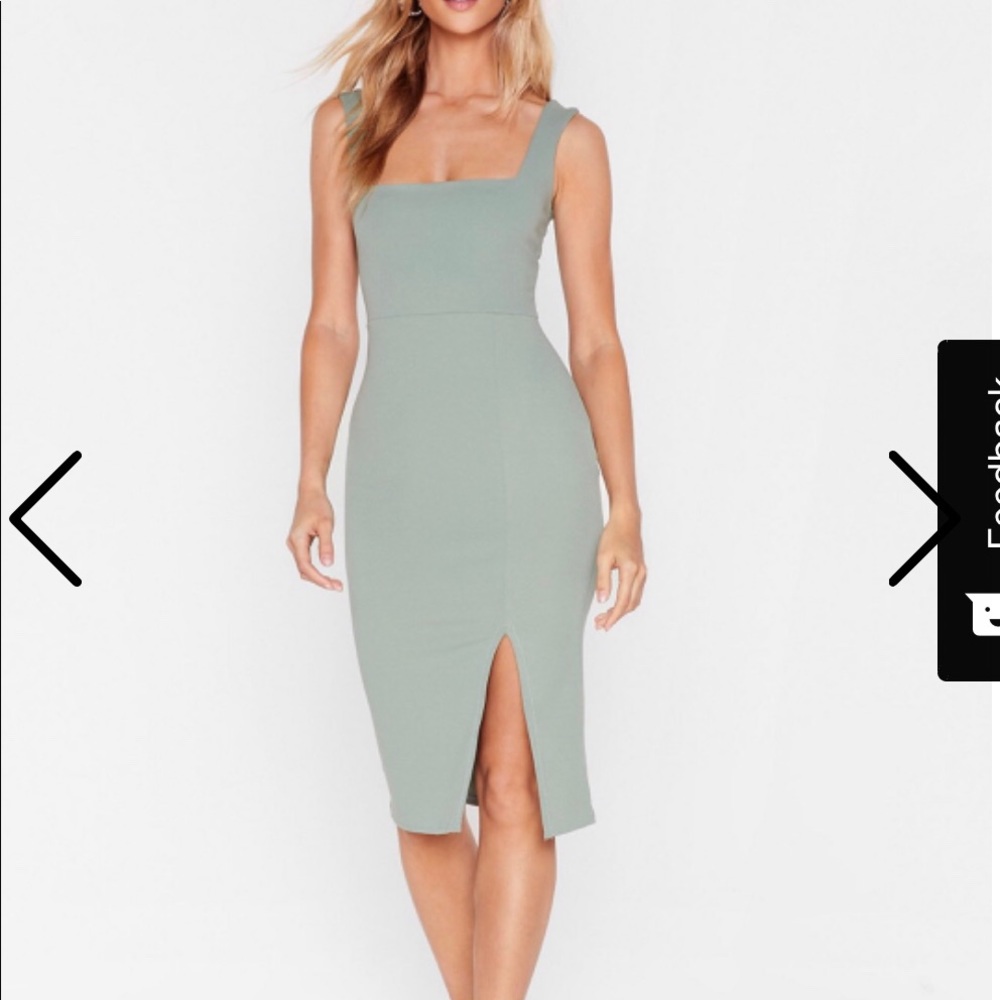 Nasty Gal Sage/Teal Simple Midi Dress Size 0